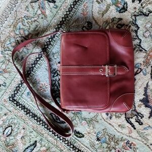 LIZ CLAIBORNE Shoulder Organizer Pockets Bag Red / Plaid Faux Leather